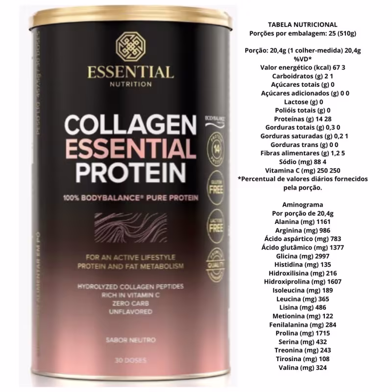 A imagem mostra o produto ao fundo e a tabela nutricional do produto.