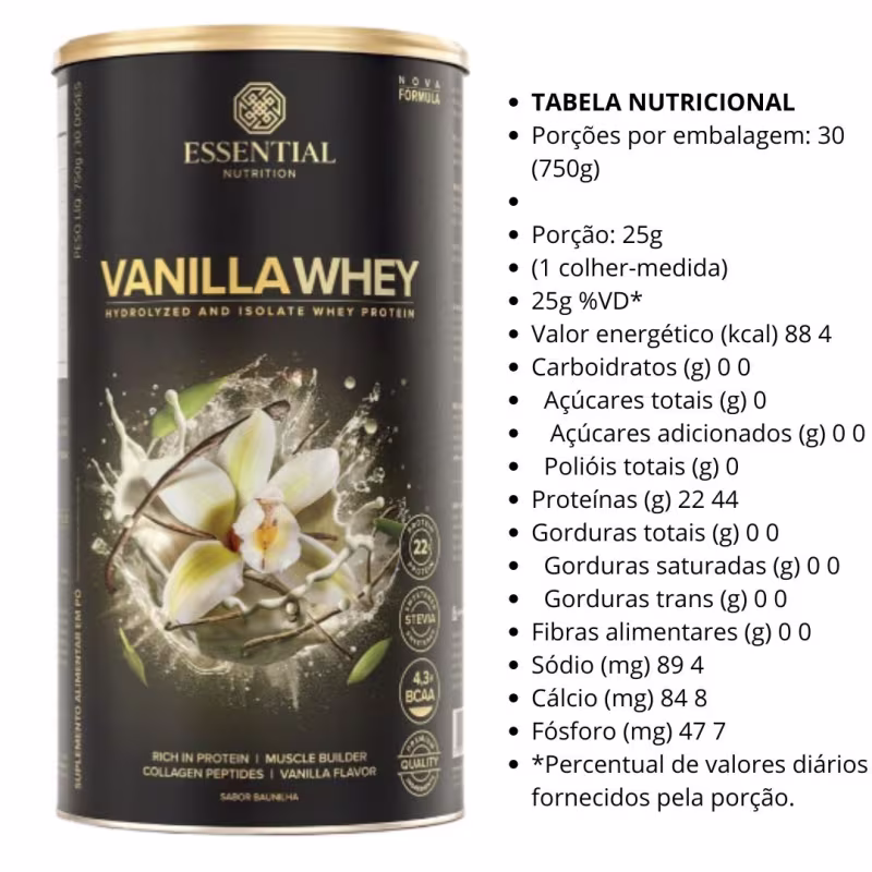 A imagem mostra a tabela nutricional do produto.