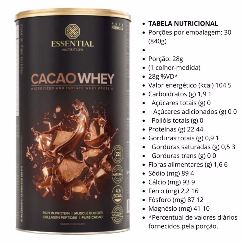 A imagem mostra a tabela nutricional do produto.