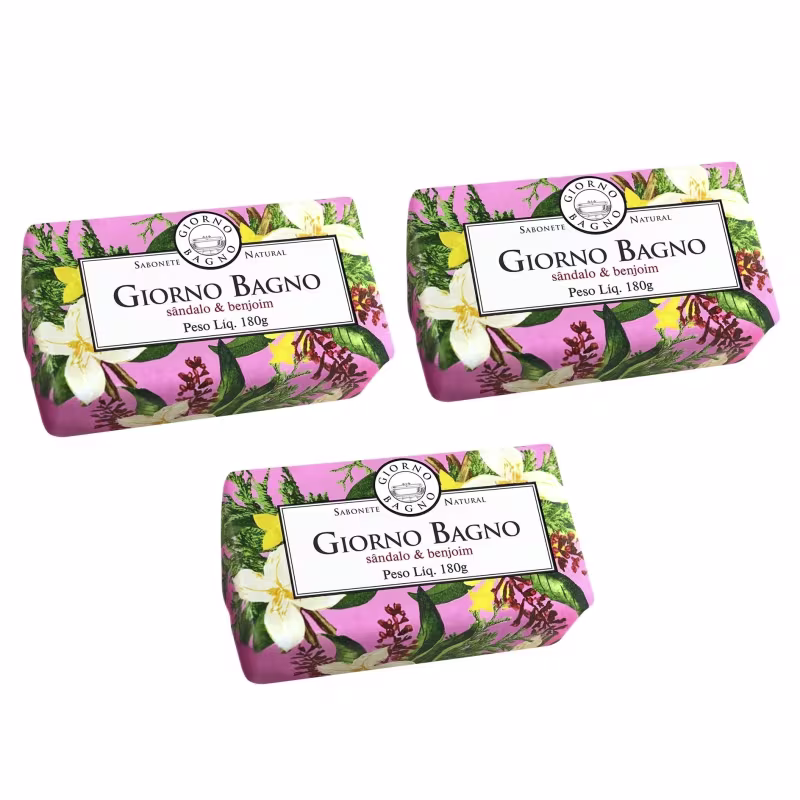 Kit Giorno Bagno Sândalo & Benjoim - Sabonete em Barra 180g - 3Un