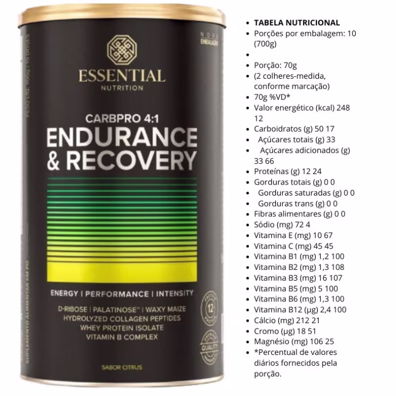 A imagem mostra o produto ao lado da tabela nutricional do produto.