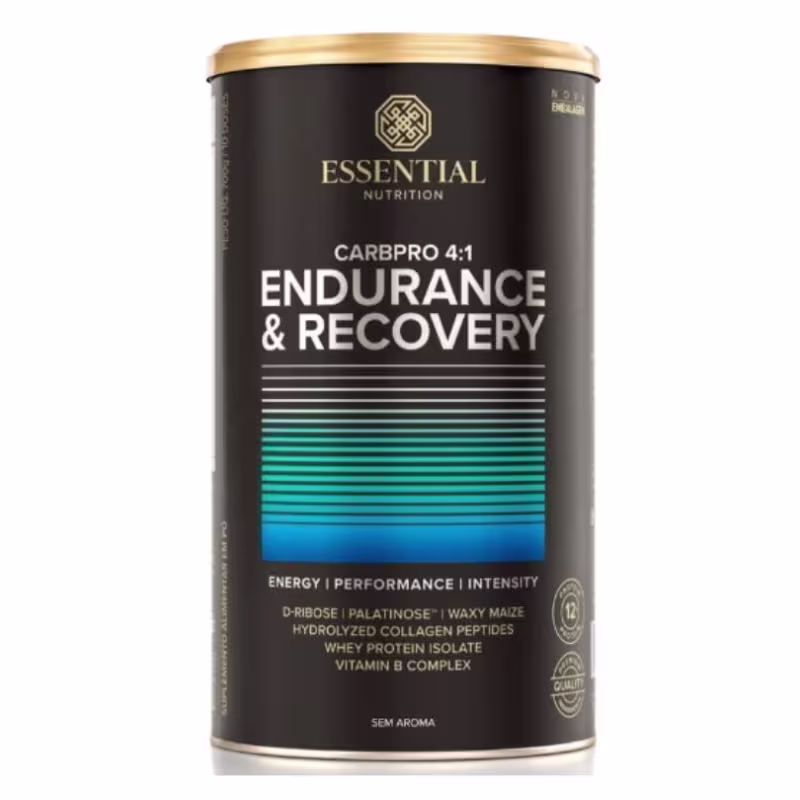 A imagem mostra uma lata de suplemento com rótulo preto e letras pratas e beges.