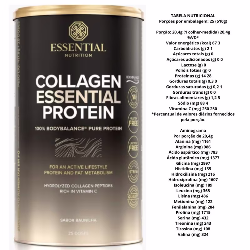 A imagem mostra o produto ao fundo e a tabela nutricional do produto.