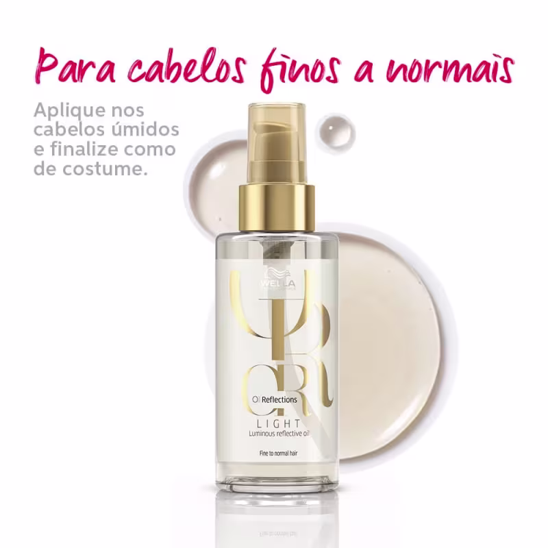 Imagem do óleo, indicado para cabelos finos a normais.