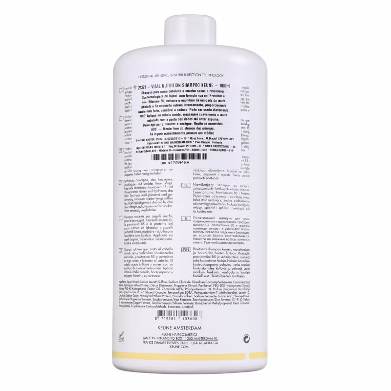 Kit Keune Care Vital Nutrition Shampoo 1000ml e Máscara 500ml + Satin oil 95ml + Válvula Pump