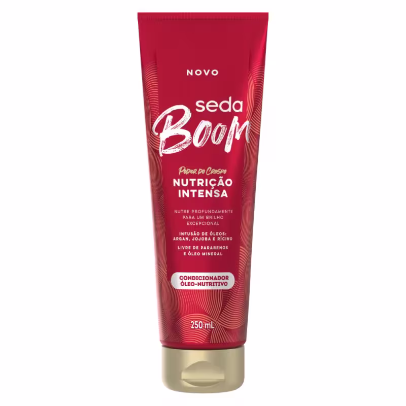 Kit Seda Boom: Shampoo Nutrição 250ml + Cond. 250ml + Creme 1kg + Sérum 200ml