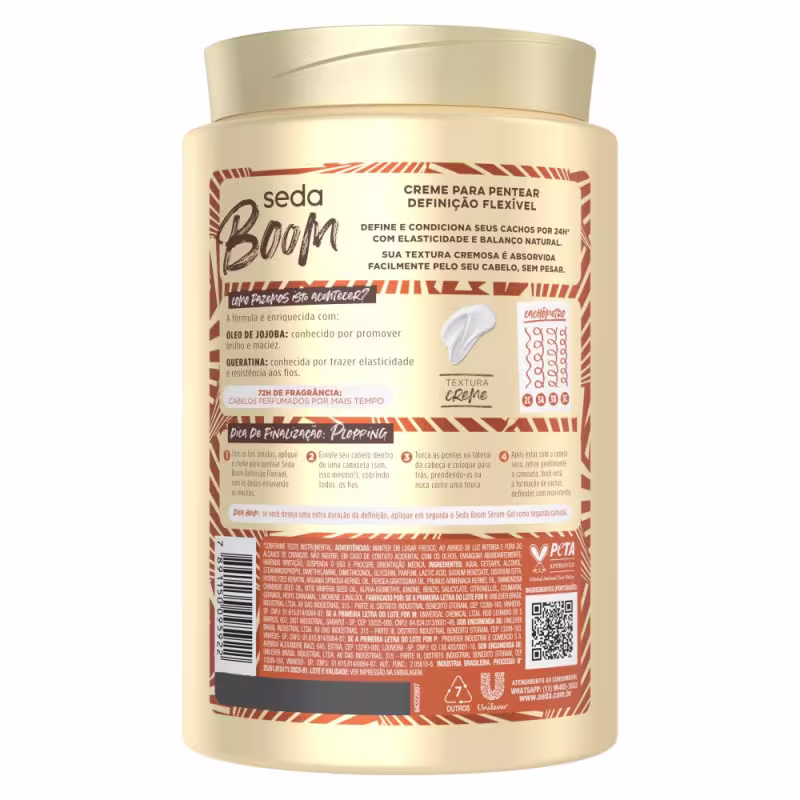Kit Seda Boom: Shampoo Nutrição 250ml + Cond. 250ml + Creme 1kg + Sérum 200ml
