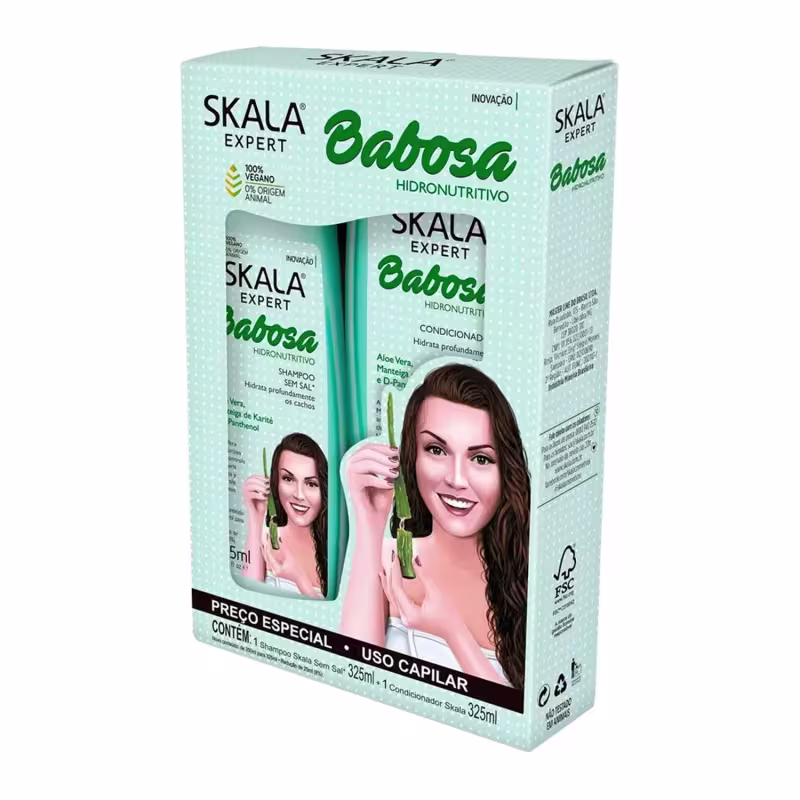 Kit Shampoo Skala Expert Babosa 325ml + Condicionador 325ml Vegano Original