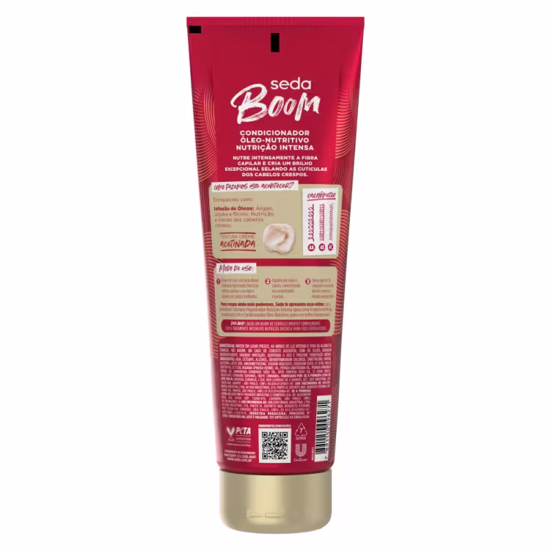 Kit Seda Boom: Shampoo Nutrição 250ml + Cond. 250ml + Creme 1kg + Soro 200ml