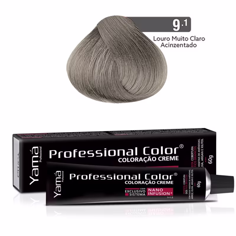 Yamá Professional Color Nano Infusion 9.1 Louro Muito Claro Acinzentado - Coloração 60g