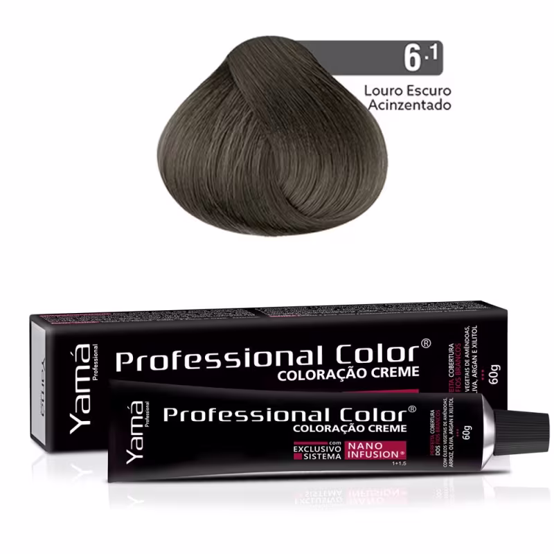 Yamá Professional Color Nano Infusion 6.1 Louro Escuro Acinzentado - Coloração 60g