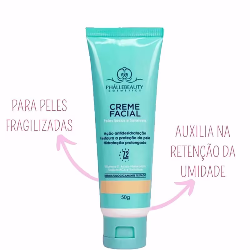 Phállebeauty - Creme Facial Peles Secas e Sensíveis Hidratação Prolongada 50g