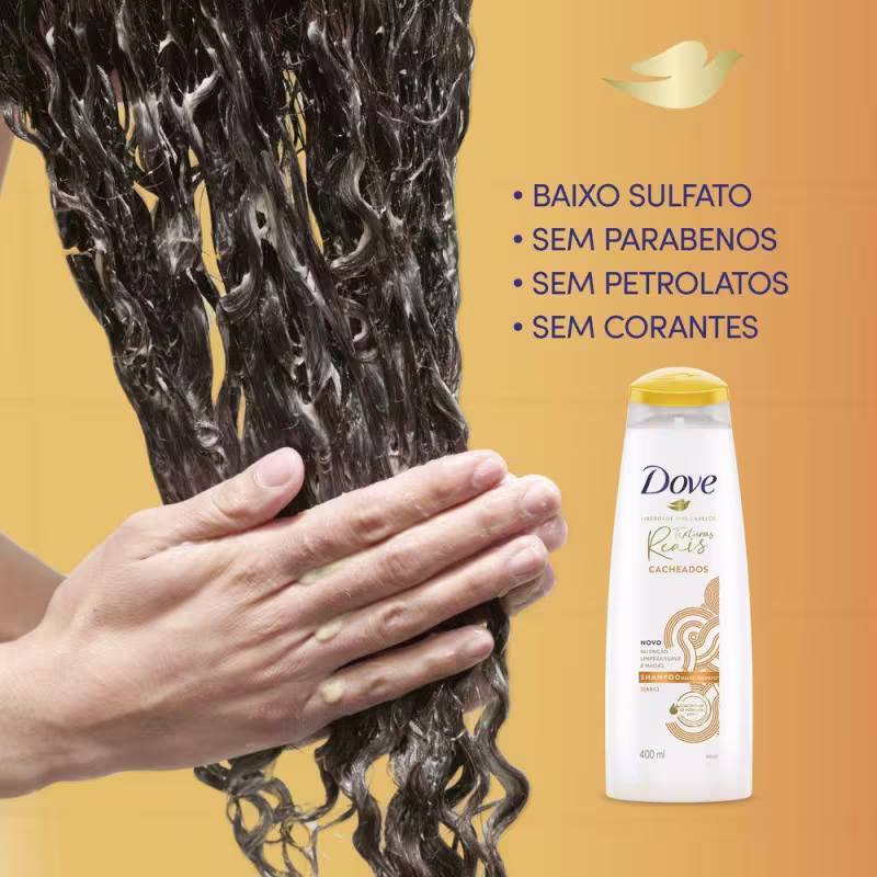 Kit 2 Shampoos Baixo Sulfato Dove Texturas Reais Cacheados 400ml