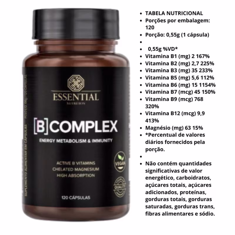 A imagem mostra o frasco do lado esquerdo e a tabela nutricional do produto do lado direito.