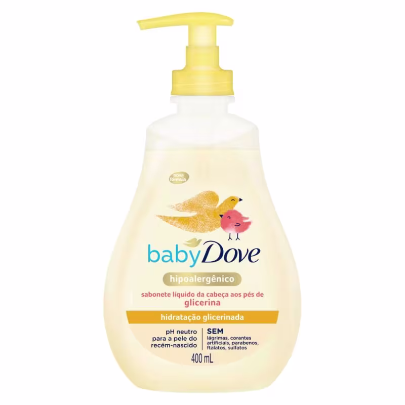 Kit Sabonete Líquido Baby Dove Hidratação Glicerinada da Cabeça aos Pés 400ml + Refil Hidratação Glicerinada 180ml