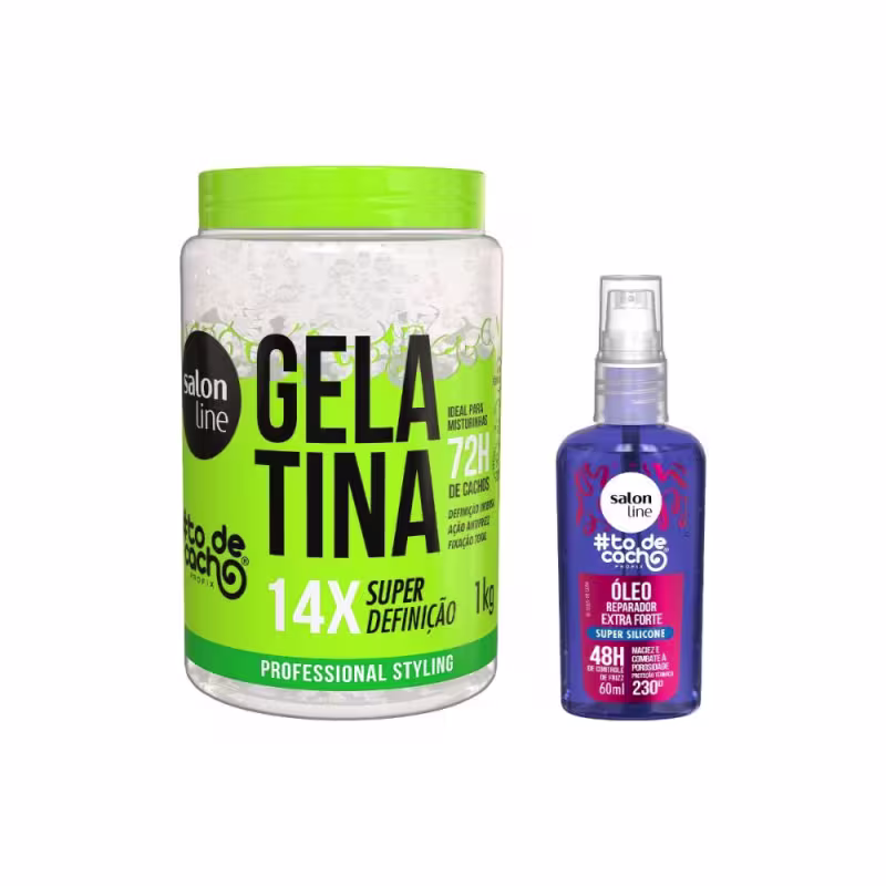 Kit Gelatina #todecacho Super Definição + Óleo Reparação Extra Forte #todecacho
