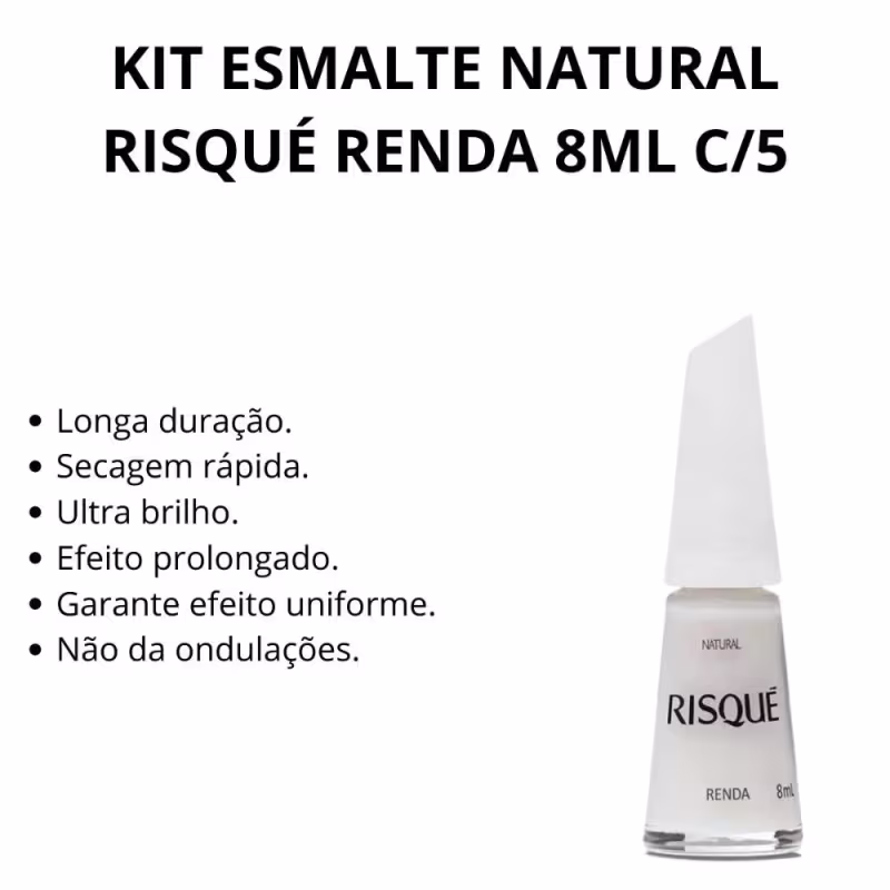 Kit Esmalte Natural Risqué Renda 8ml C/5