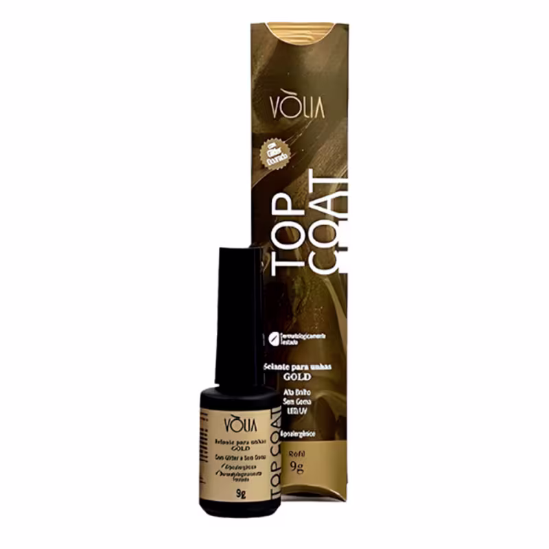 Top Coat Gold (Dourado) Refil Sache 9g - Vólia