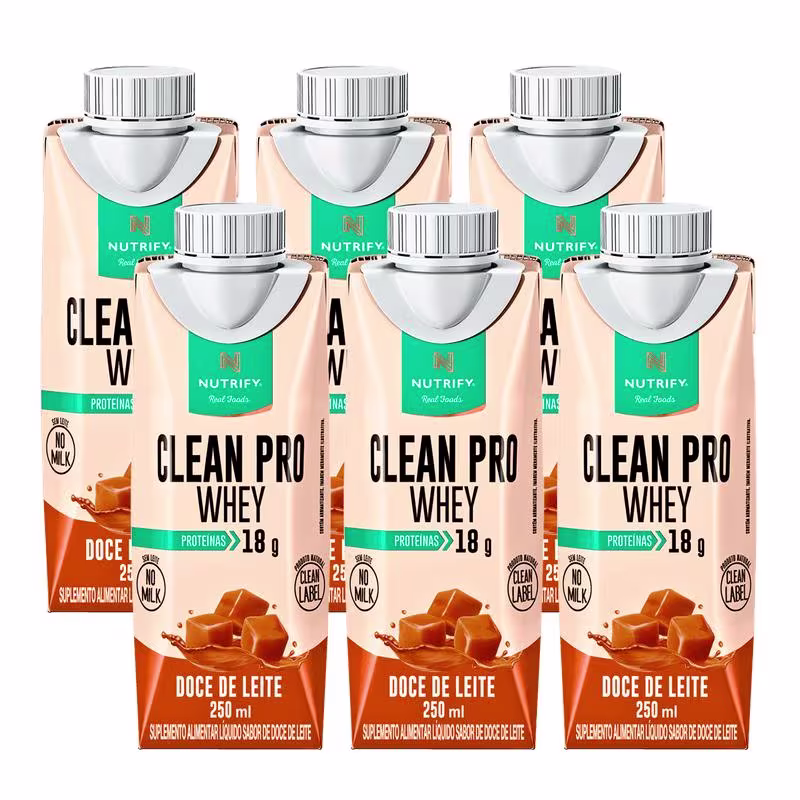 Kit Nutrify CleanPro Whey Proteínas 18g Doce de Leite (6 unidades)