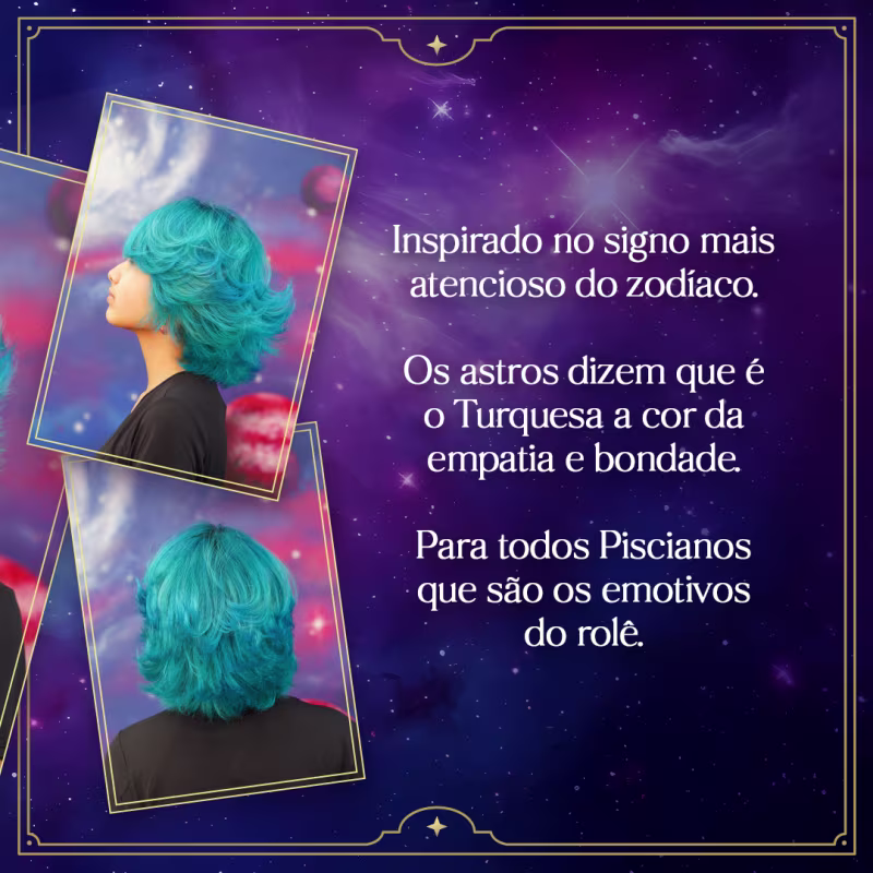 Máscara Pigmentante Capilar Kamaleão Color Signos Peixes Verde Água-Marinha, 100g.