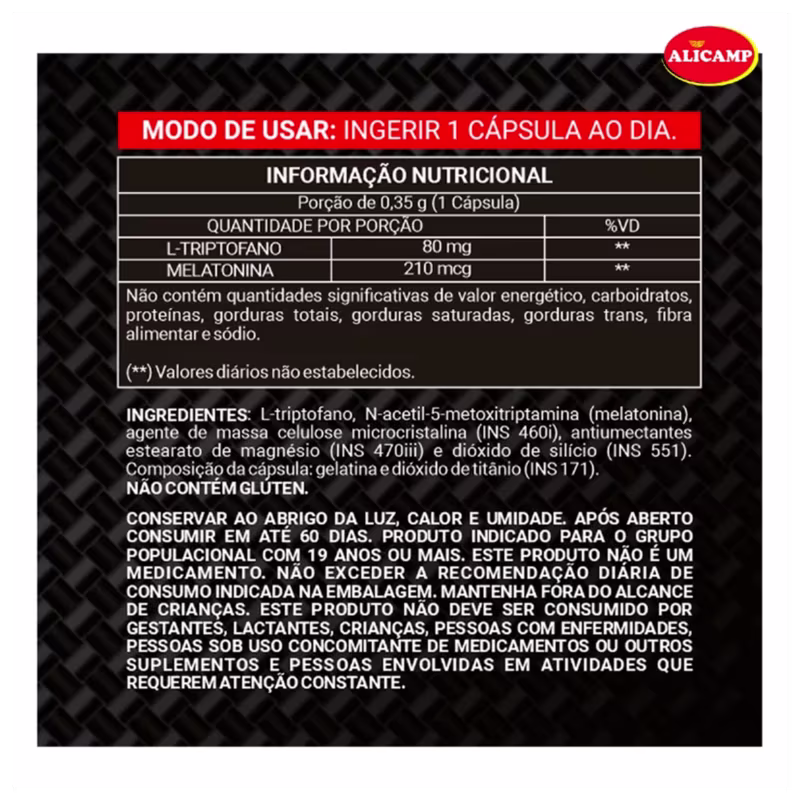 A imagem mostra a tabela nutricional do produto assim como recomendação de uso.