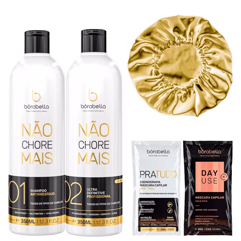 Kit Não Chore Mais Borabella 2x350ml + Sachês + Touca Cetim