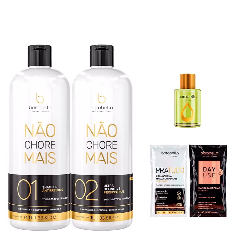 Kit Borabella Não Chore Mais 2x1L + Sachês + Óleo Argan7ml
