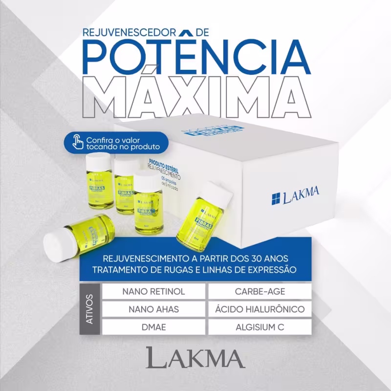 Kit Lakma Booster Fibras Elásticas Rejuvenescimento - Ampola de Tratamento Facial 5x5ml