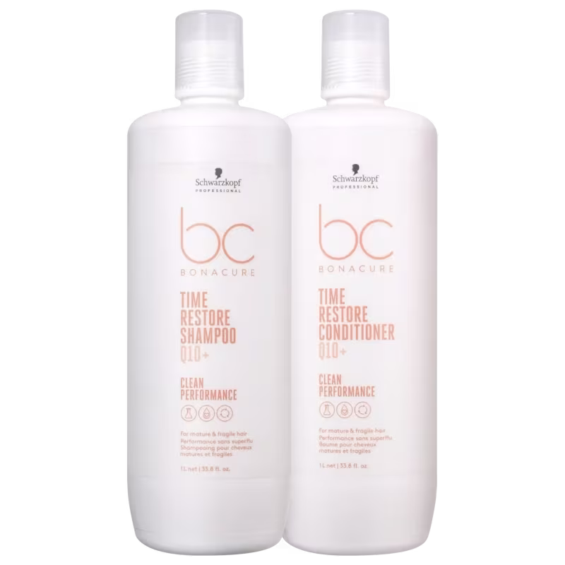 Kit Schwarzkopf BC Clean Performance Time Restore Q10 - Shampoo 1L + Condicionador 1L