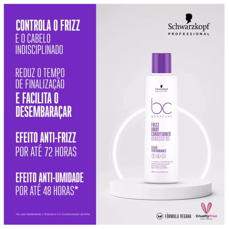Kit Schwarzkopf BC Clean Performance Frizz Away -  Shampoo 250ml + Condicionador 200ml + Óleo 50ml