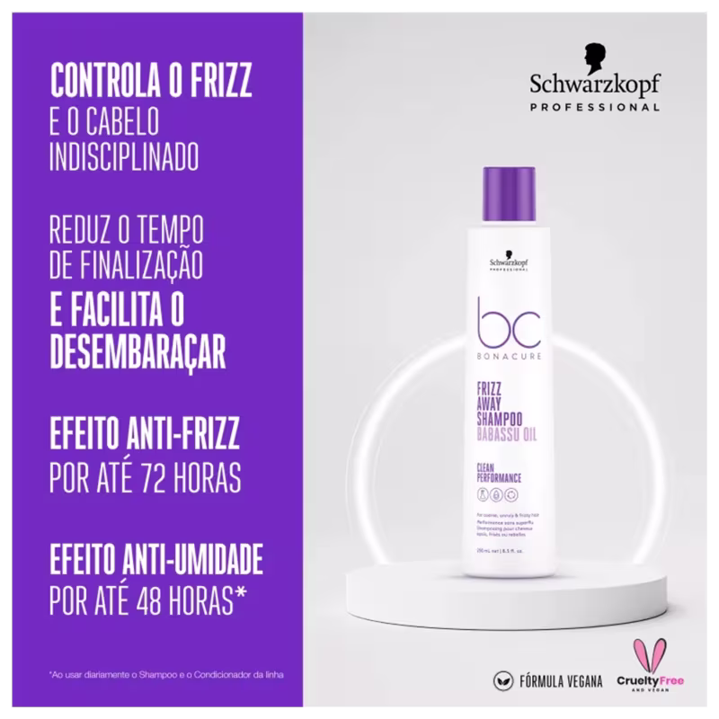 Kit Schwarzkopf BC Clean Performance Frizz Away -  Shampoo 250ml + Condicionador 200ml + Óleo 50ml
