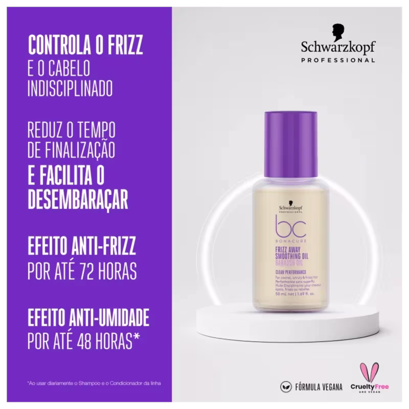 Kit Schwarzkopf BC Clean Performance Frizz Away -  Shampoo 250ml + Condicionador 200ml + Óleo 50ml