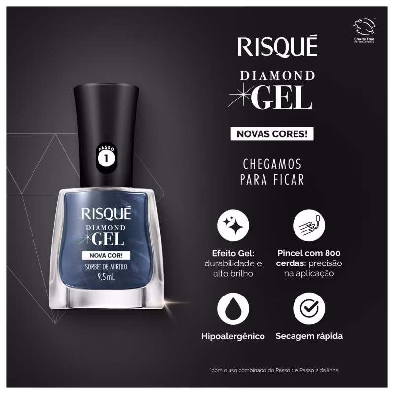 Risque Diamond Gel Sobert De Mirtilo - Esmalte 9,5ml