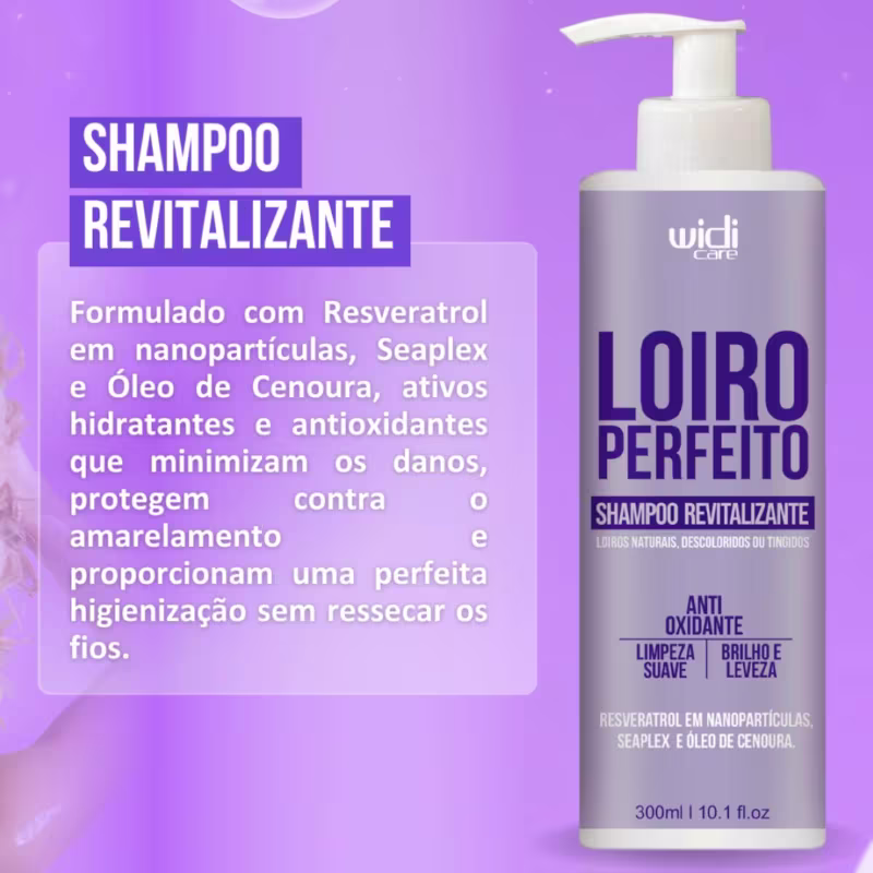 Shampoo Revitalizante Widi Care Loiro Perfeito, 300ml.