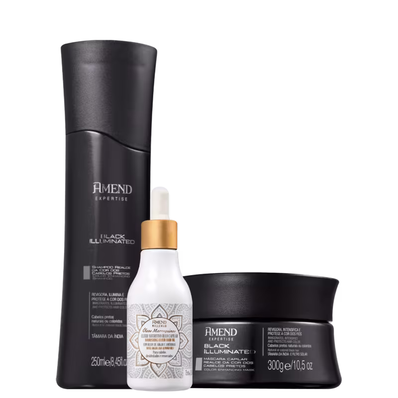 Kit Amend Black Illuminated Realce da Cor Óleo Marroquino Trio (3 Produtos)