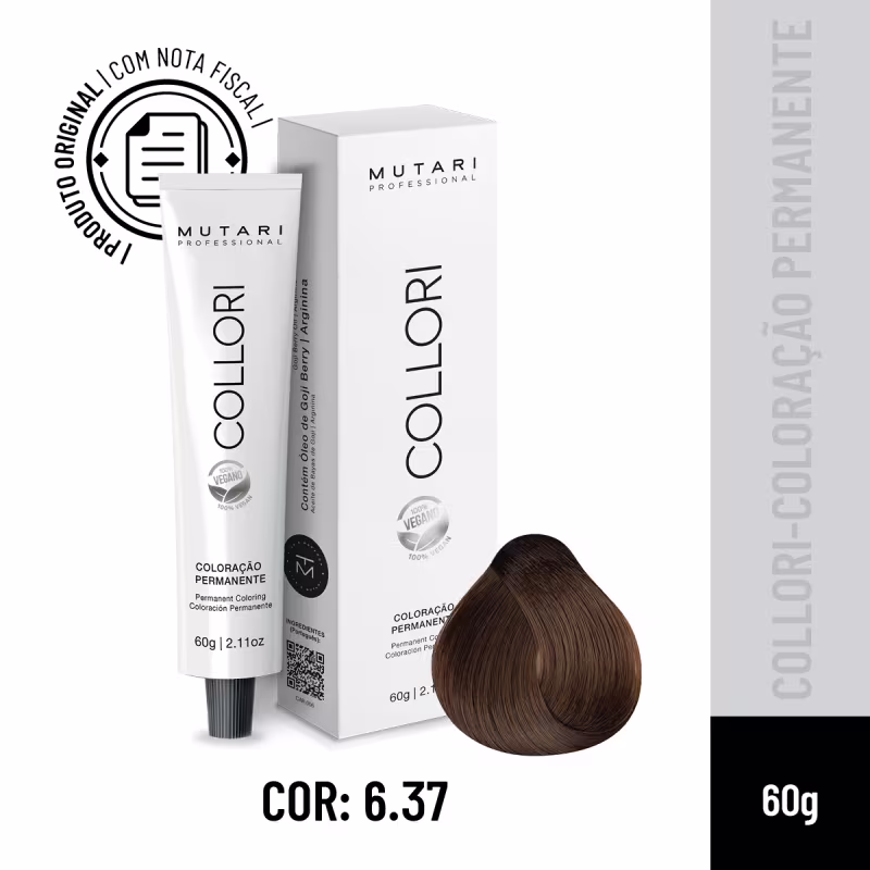 Mutari Collori 6.37 Louro Escuro Dourado Marrom - Coloração Permanente 60g