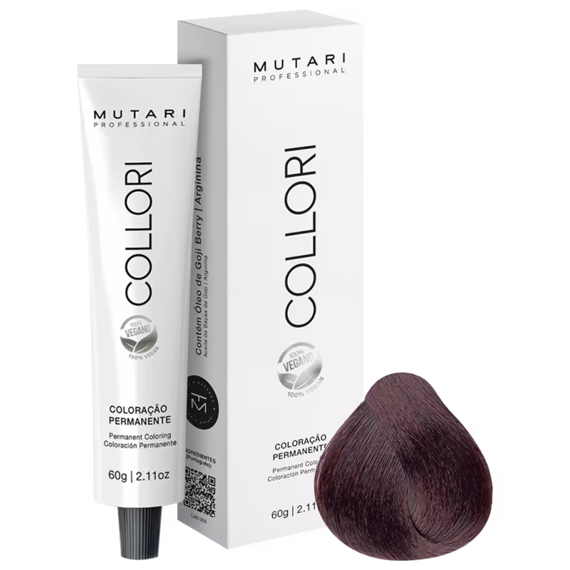 Mutari Collori 6.65 Louro Escuro Vermelho Acaju - Coloração Permanente 60g