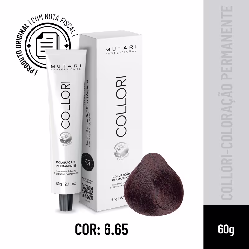 Mutari Collori 6.65 Louro Escuro Vermelho Acaju - Coloração Permanente 60g
