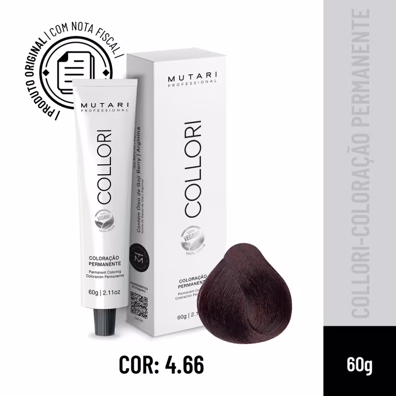 Mutari Collori 4.66 Castanho Médio Vermelho Intenso - Coloração Permanente 60g