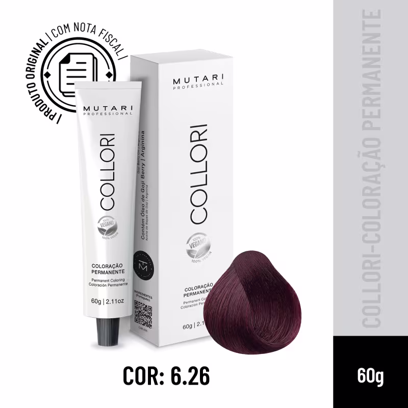 Mutari Collori 6.26 Louro Escuro Irisado Vermelho - Coloração Permanente 60g