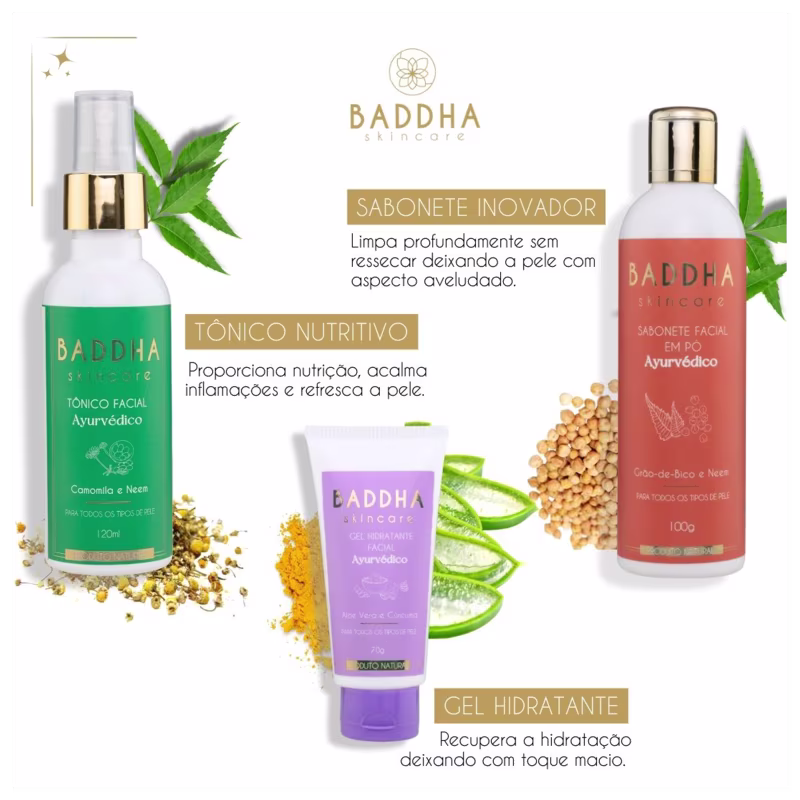 Kit Baddha Skincare Ayurvédico Trio  (3 Produtos)