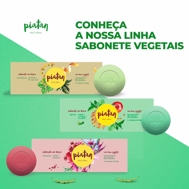 Piatan Natural Detox - Sabonete Vegetal em Barra 3x90g