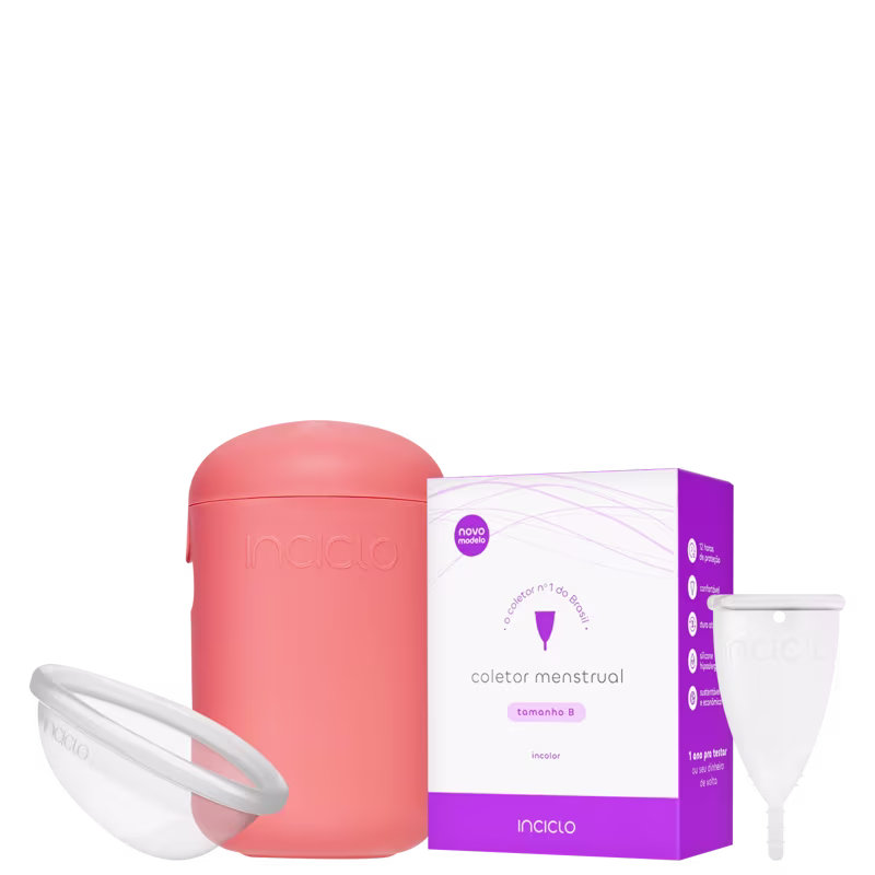 Kit Inciclo Coletor Menstrual Modelo B + Lovin Disco Menstrual + Cápsula Esterilizadora Rosa (3 Produtos)