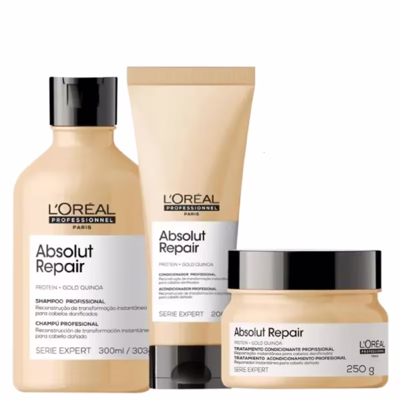 Kit L'Oréal Professionnel Serie Expert Absolut Repair Gold Quinoa + Protein Golden Trio (3 Produtos)