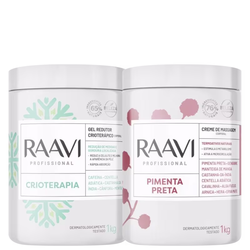 Kit Raavi Cosméticos Massagem Crioterapia + Pimenta Preta (2 Produtos)