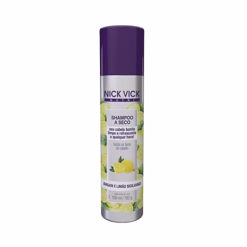 Shampoo a Seco Nick & Vick Nutri Argan e Limão Siciliano, 150ml.
