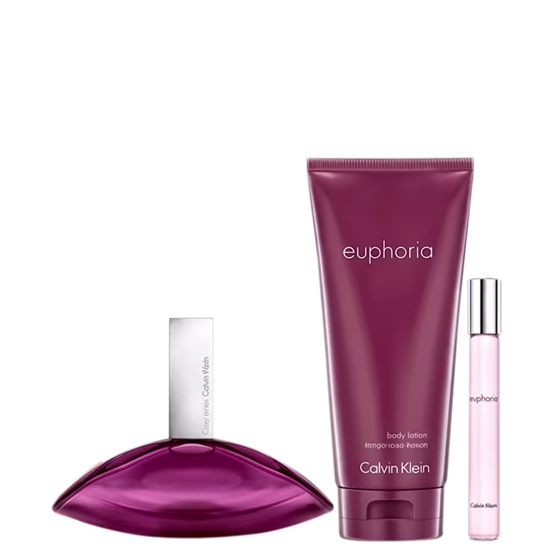 Conjunto Euphoria for Women Calvin Klein Feminino - Perfume Eau de Parfum 100ml + Body Lotion 200ml + Travel Size 10ml