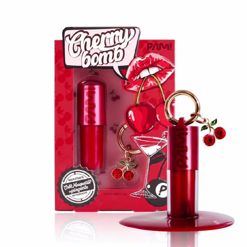 Gloss Labial Pam by Pamella Cherry Bomb, 5g.