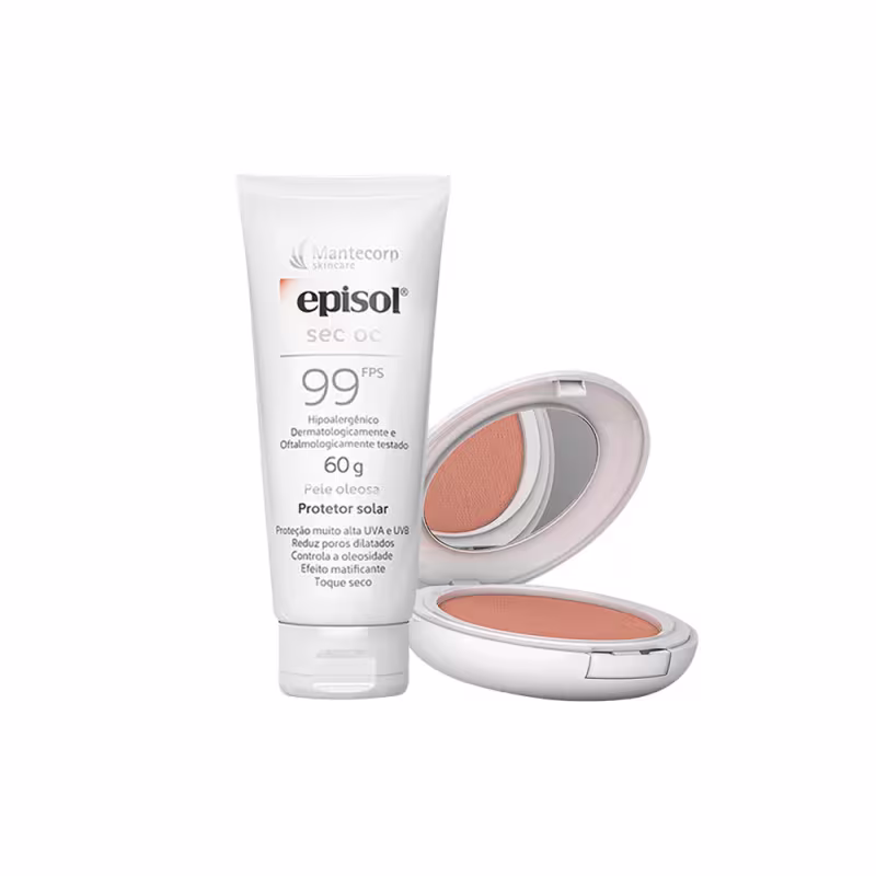 KIT MANTC EPISOL SEC OC PROT SOL FACIAL FPS99 60G+EPISOL COLOR PROT SOL FACIAL EM PÓ FPS50 MORENA 10G