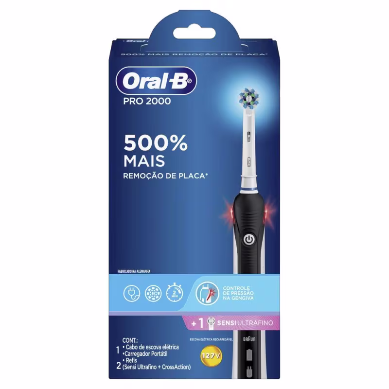Escova Elétrica Oral-B Pro 2000 Sensi Ultrafino 127v + Refil Sensi Ultrafino